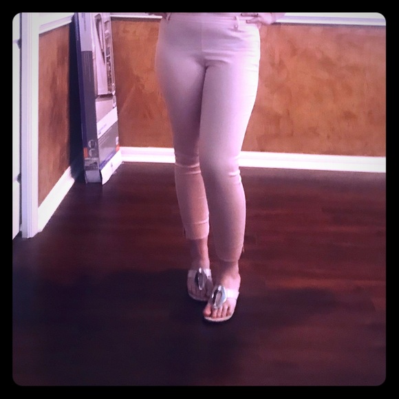 H&M cropped skinny pants blush color size 8 GUC - Picture 2 of 8